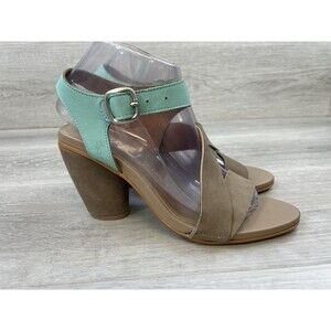 EMU Australia Ever Women's Brown Suede‎ Turquoise Heel Sanal 8 Ankle Strap Shoes